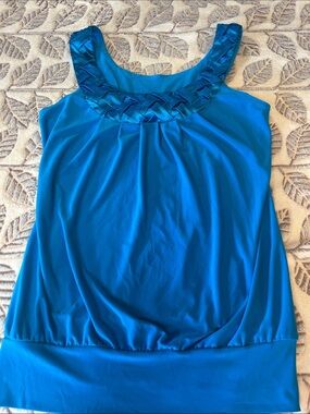 Vintage Y2K Size M Heart Soul Bright Teal Blue Braided Neck Tank Top